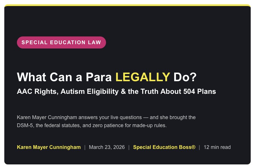 Can a Para Be Left Alone with My Child? What Parents Must Know About Special Education Law